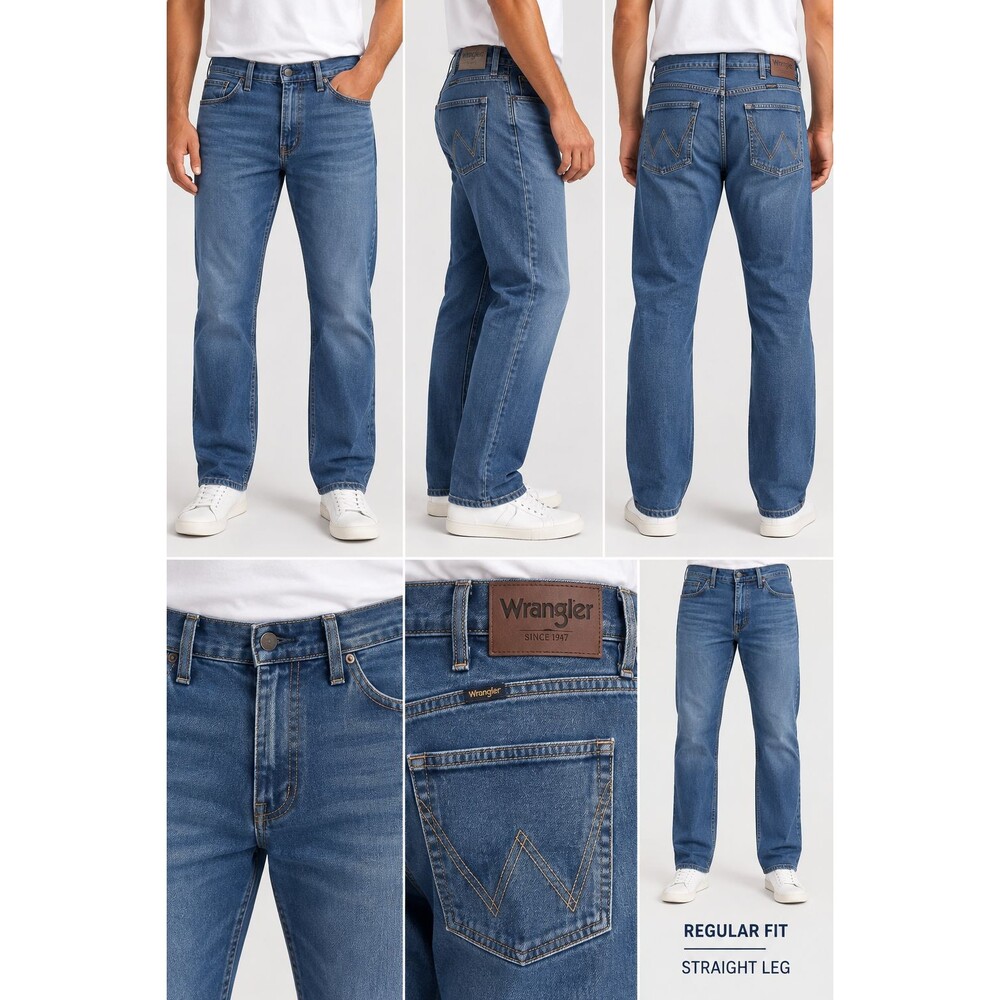 Wrangler Men's Jeans 36x30 Regular Fit Straight Leg Medium Wash Stretch Denim
